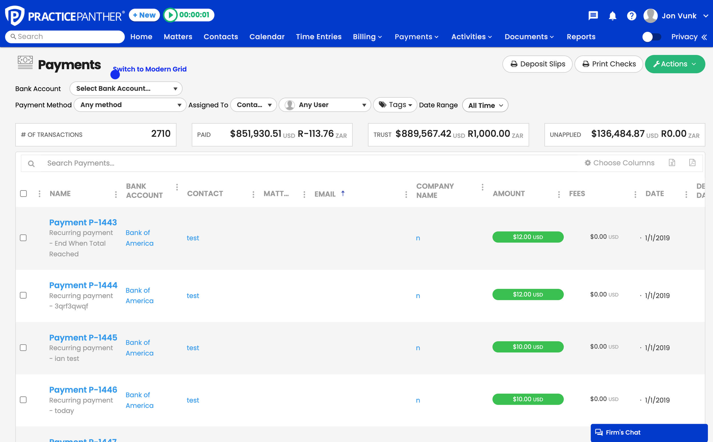 Legacy payment grid showing friction points
