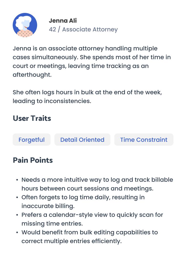 User Persona - Senior Paralegal