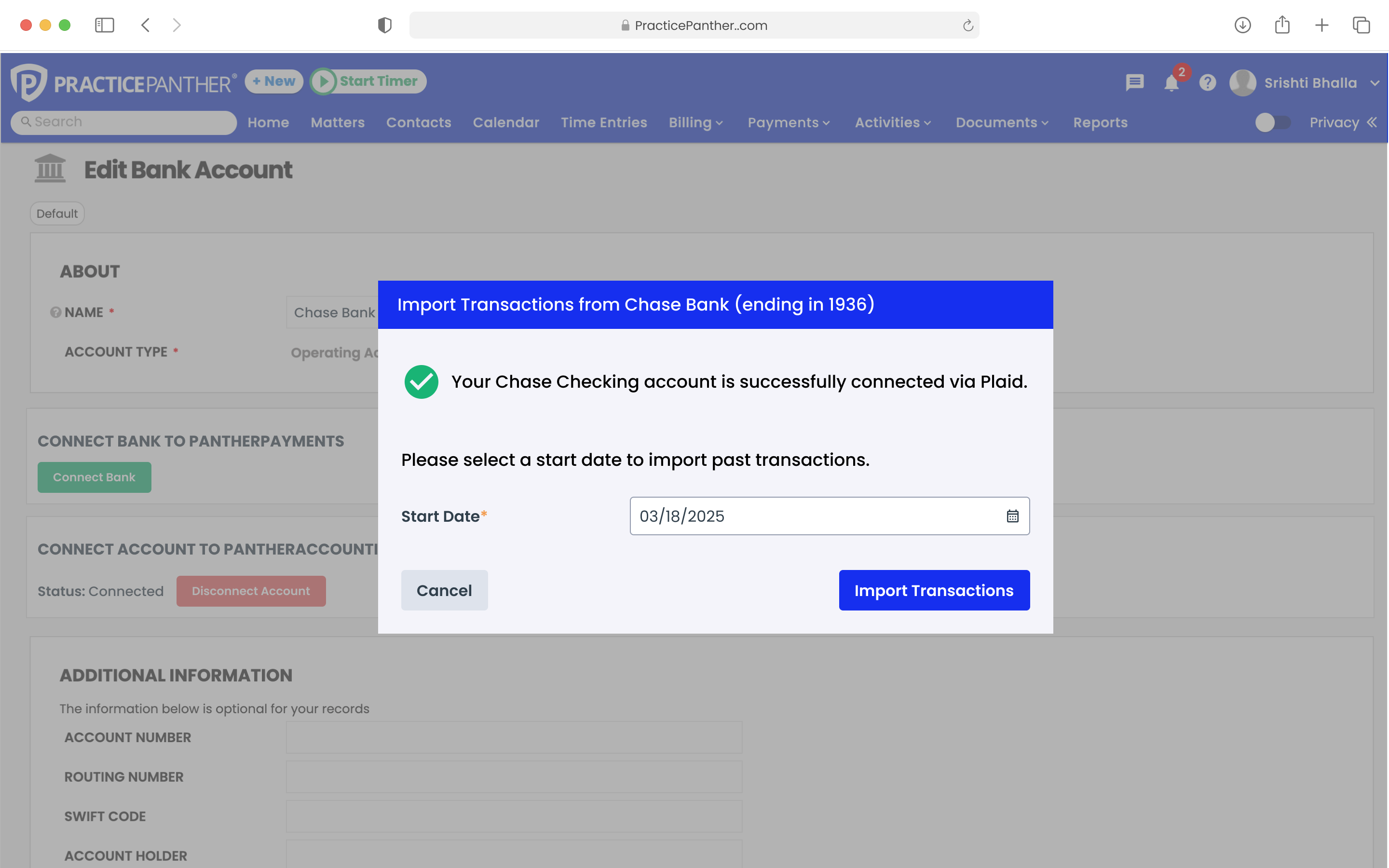 Import success with date picker for transaction range