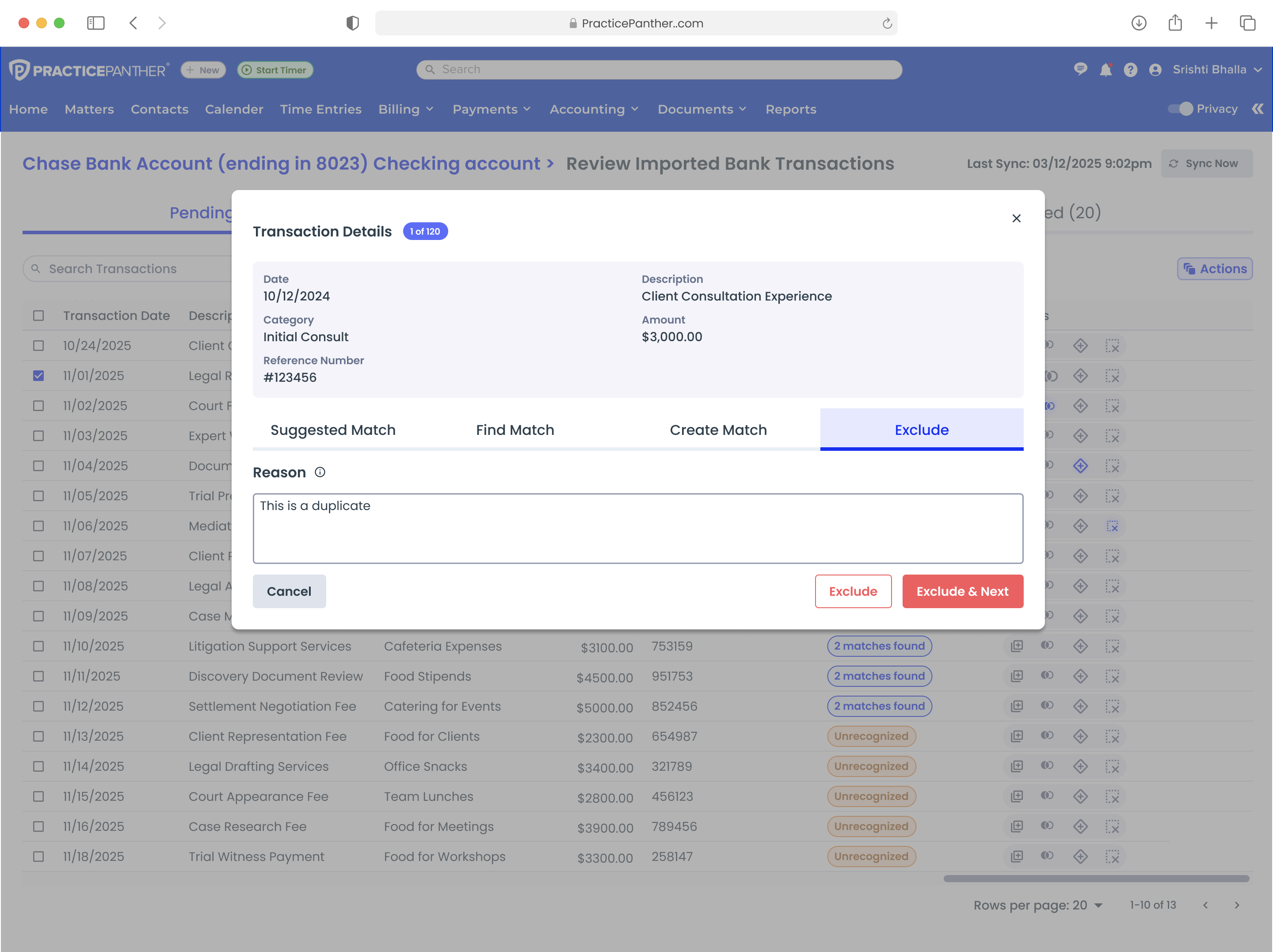 Iteration 3: Exclude transaction with required reason field